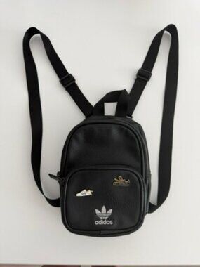 Adidas Originals Black Mini Backpack with Pins